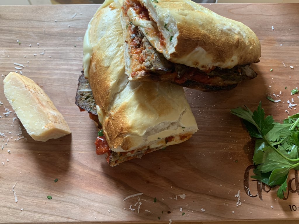 aaliyahandmitch's tweet photo. Made some meatloaf, fresh bread, and scratch made marinara sauce. This was all for a meatball sandwich. In my part of the world we use flat balls. #meatball #sandwich #freshbread #homemade #flatballs https://t.co/b74XlC7cQl