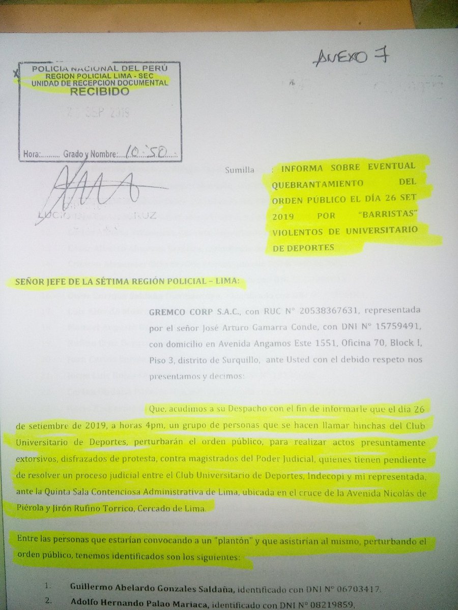 SentCrema_U_27's tweet photo. Cada vez que hay un plantón, marcha, vigilia o protesta, el señor Gamarra, trabajador de Gremco, envía estas cartas -CON DÍAS DE ANTICIPACIÓN- al jefe de la Séptima Región Policial
¿Será por esto que la
@PoliciaPeru nos trata como delincuentes?
📰 @DinaMerilyn 🗞️
#HASTA_CUANDO https://t.co/bVu5Oqnx2k