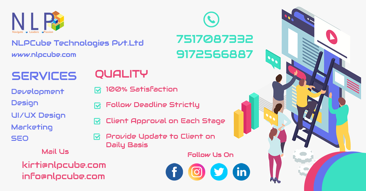 cube_nlp's tweet image. #NLPCube Technologies #Services Provides #Development,#Design,#UI/UX Design,#Marketing,#SEO.In Your Budget More Information #Contact On: 7517087332, 9172566887.