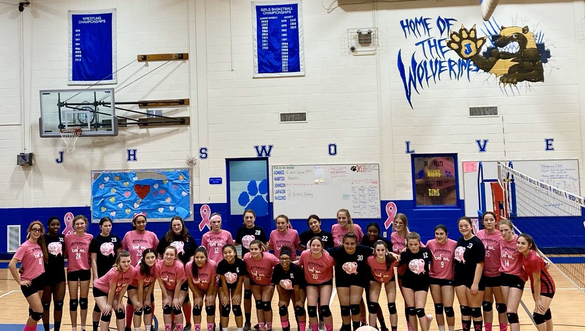 JJHHoops's tweet photo. The 11th Annual VOLLEY FOR THE CURE between Brooks &amp; Jefferson was a huge success! On the court the teams played great volleyball.  But more importantly was that the two squads combined to raise almost $1200 for @metavivor Cancer charity! @BMSBulldogbarks @VVSD365U @Woodridge68 https://t.co/UN5pWjSIDU