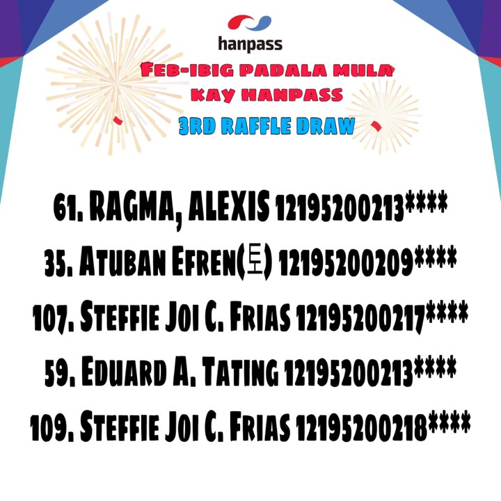HANPASS1's tweet photo. CONGRATULATIONS!!!🎉🎉🎉
FEB~Ibig Padala Mula sa Hanpass 3rd Batch of Winners!!!🥳🥳🥳

Continue sending your padala with us and get a chance to win 20,000 won discount on your next package.

Please contact us at 1522-3428.

*For Sea Cargo and Jumbo box Senders only

Thank you! https://t.co/CeGc9aSGYD
