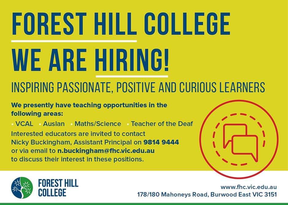 We’re currently looking for new members to join our amazing team of dynamic and innovative educators who inspire passionate, positive and curious learners... #Auslan #teacher #TeacheroftheDeaf #VCAL #teacherjobs #DeafEd #STEM #STEAM #maths #science