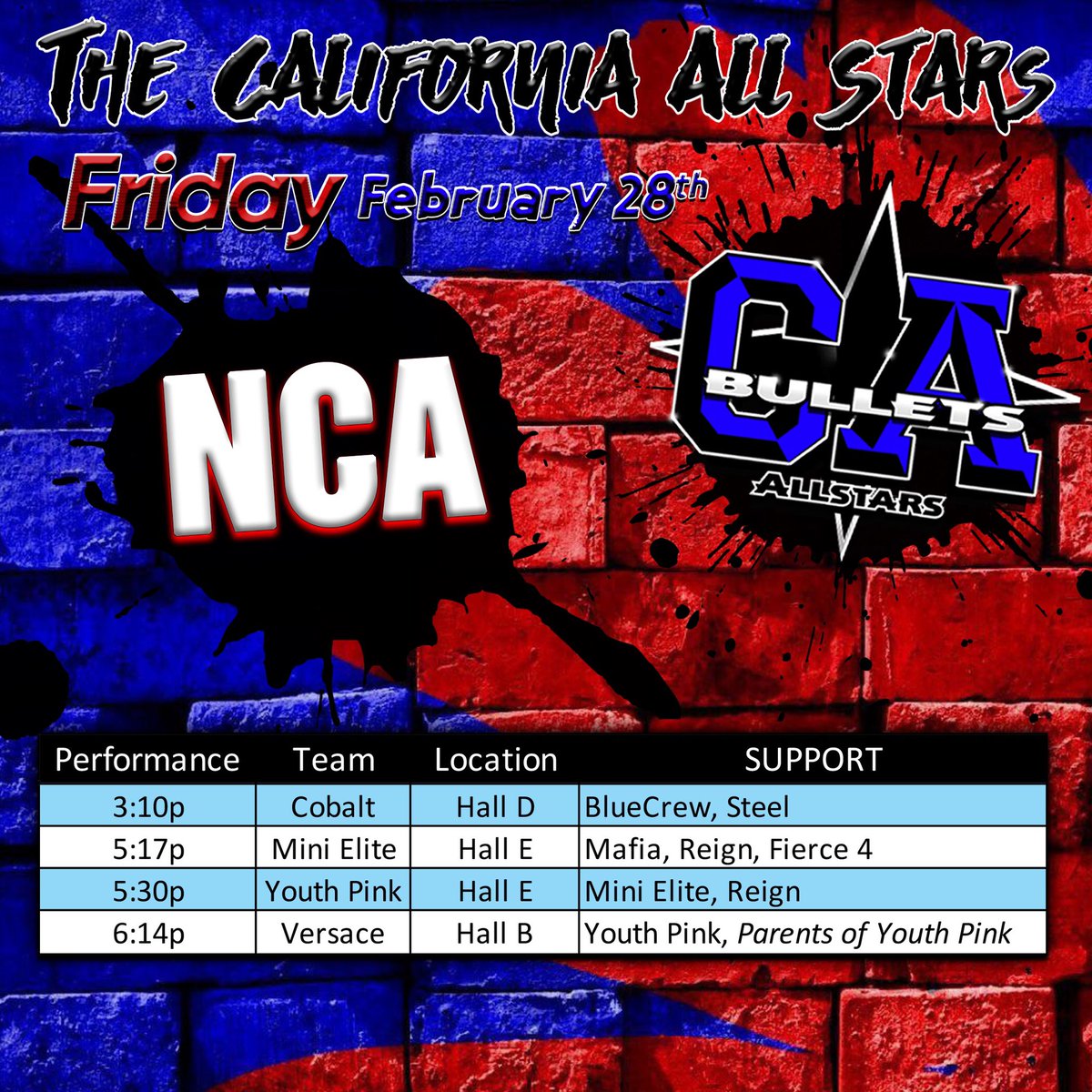 TheCaliAllStars's tweet photo. NCA 2020! The time has come! 💙❤️ https://t.co/jCKLUDFd1d