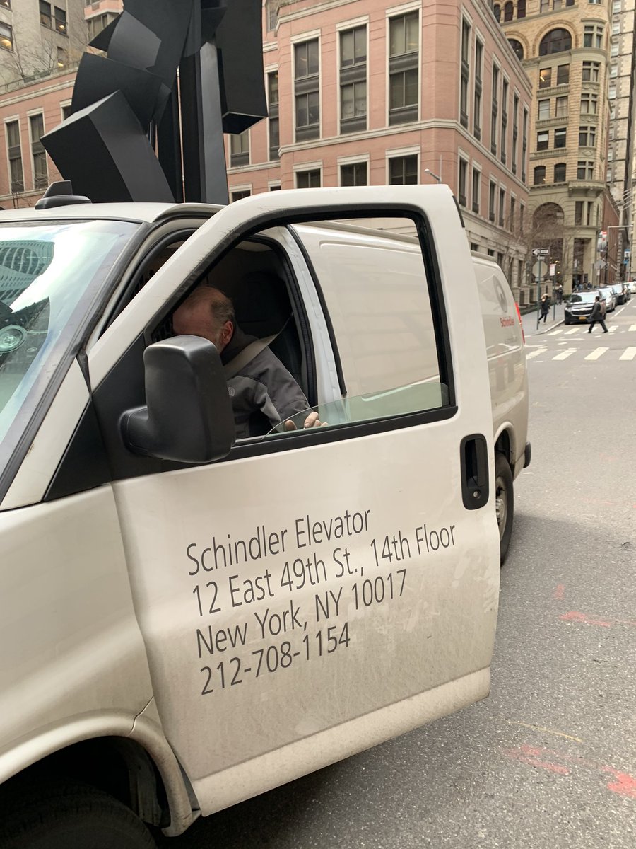 johnlott's tweet photo. @SchindlerNA after your driver almost hit me in a crosswalk in lower Manhattan this morning, he then got out of his van and followed me down the sidewalk threatening me with physical violence and tried to take my phone. Is this how you want your employees to represent you? https://t.co/lYaGz1gNsX