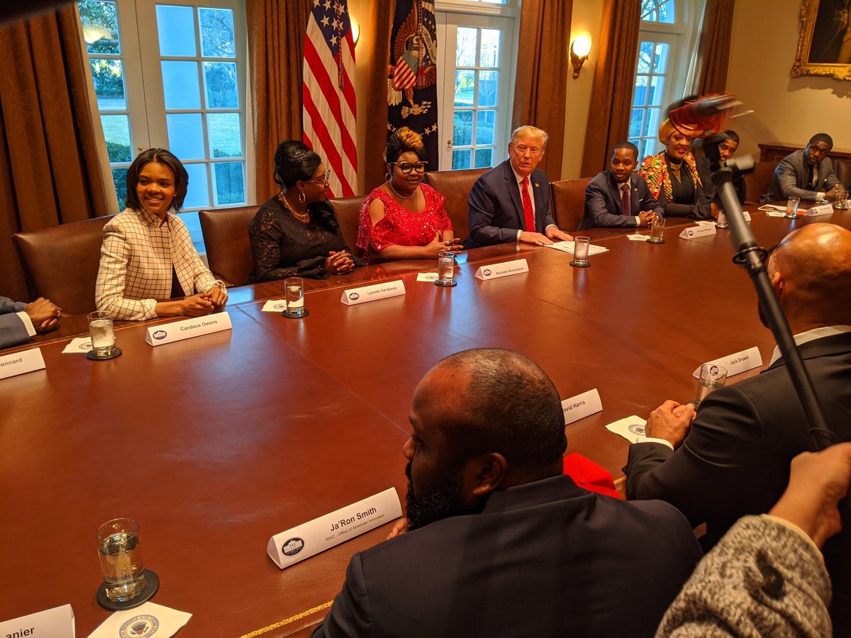 IWashington's tweet photo. I couldn’t be more PROUD of @theangiestanton @RealCandaceO @DiamondandSilk @PastorDScott and @w_terrence sitting at the table and making critical moves with the support of our @POTUS What a way to send off #BlackHistoryMonth2020 ! https://t.co/kTIJx1TxBB
