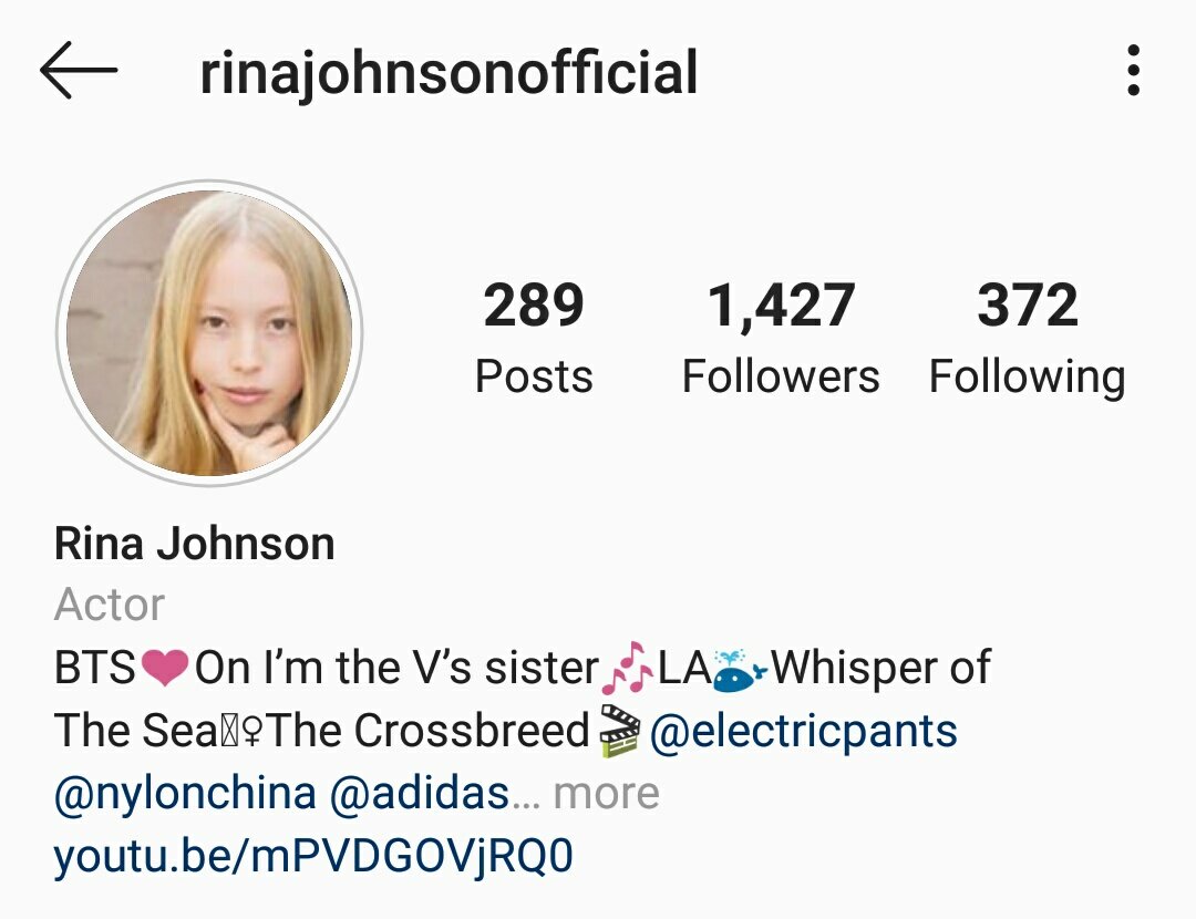 Kth Facts Info Rina Johnson Child Actress In The On Official Mv Posted A Screenshot From The Mv With A Caption Bts On I M The V S Sister On Her Instagram Account