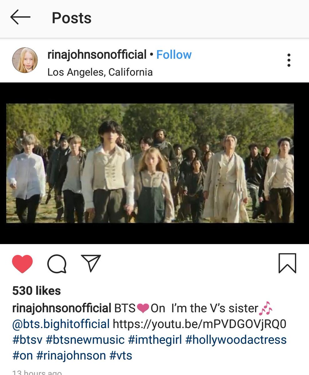 Kth Facts Info Rina Johnson Child Actress In The On Official Mv Posted A Screenshot From The Mv With A Caption Bts On I M The V S Sister On Her Instagram Account