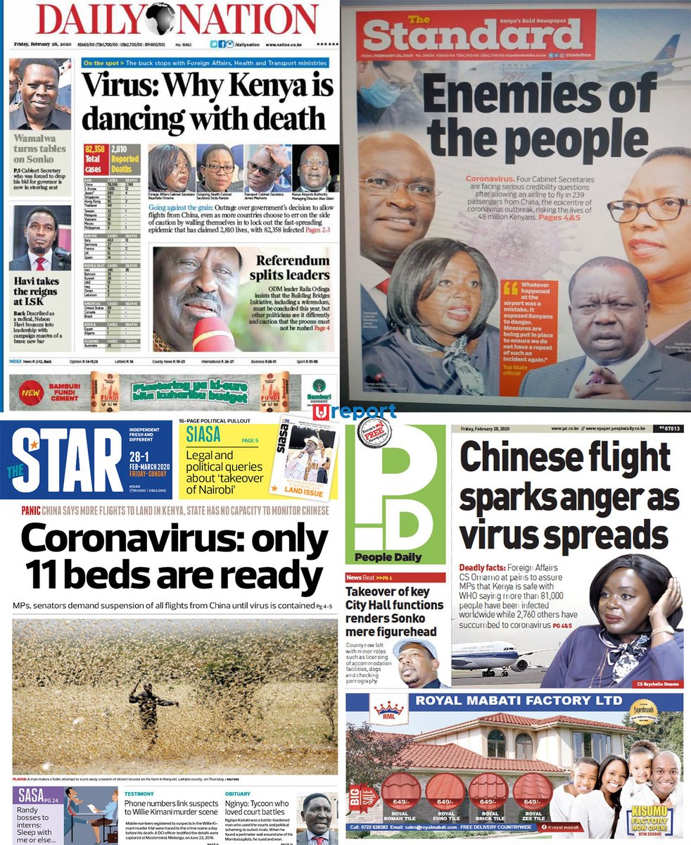 Ureport Kenya What Are Your Thoughts On The Newspaper Headlines Today Coronavirusinkenya Uhurukenyatta Fridaythoughts Fridayfeeling T Co X2jrb60s31