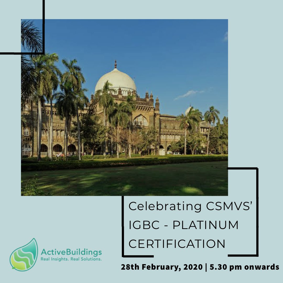 Active_IAQ's tweet photo. ActiveBuildings team is glad to be a small part of bringing Green Building Certification to an iconic building in Mumbai! 
@csmvsmumbai receives the prestigious platinum rating under the existing building category from @IGBConline for global leadership in environmental management https://t.co/3gT9SgjZaB