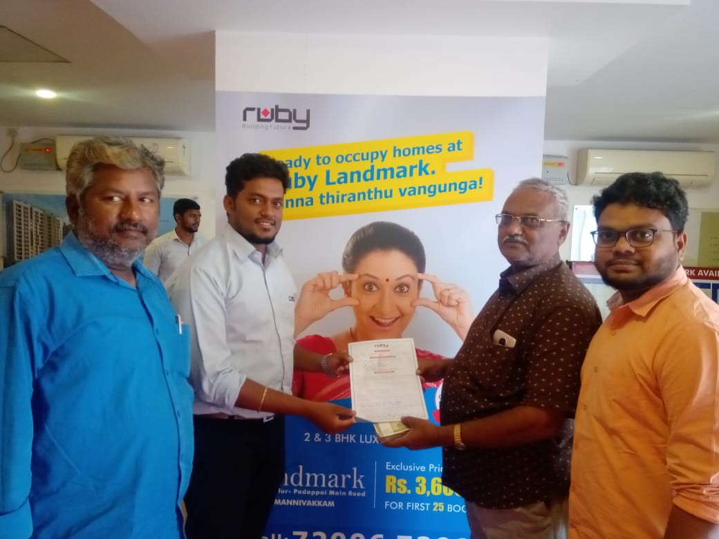 Ruby_Builders's tweet photo. Congratulations to Mr. Ashiq &amp; family for a blissful life with Ruby Family. Booked Unit No A11-4 in Ruby Landmark at Mannivakkam, Near Tambaram.

Book Yours Now,
Call: 044-6009 6009 | 7824013610
Visit: https://t.co/m7d3jwETEo

#Rubybuilders #chennai #flatsforsale #properties https://t.co/05zyKfCSy5