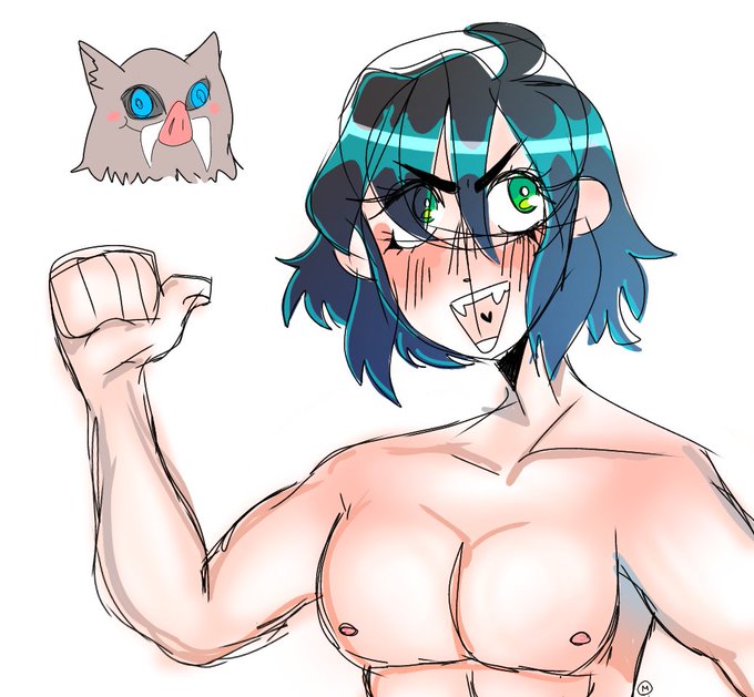 fran 📌 VGEN COMMSさんがTwitterに投稿した嘴平伊之助(鬼滅の刃)のイラスト。