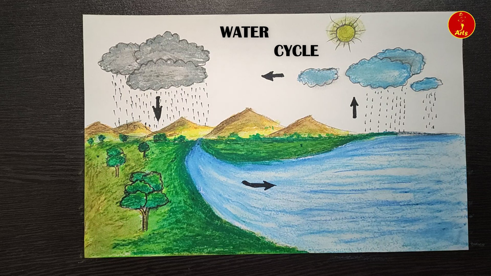 Water Cycle with Evaporation and Precipitation Process Scene Outline  Concept Stock Vector - Illustration of movement, environment: 203064295