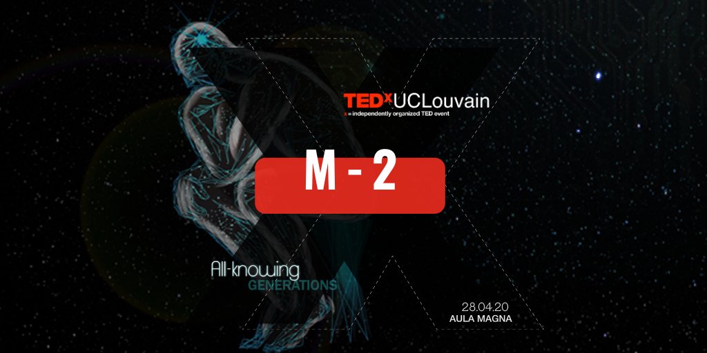 Plus que deux mois avant TEDxUCLouvain ! Qui sera des nôtres ? Nous avons hâte de vous dévoiler tout ce que nous vous préparons 🤩 
🎟 Infos et tickets : tedxuclouvain.com 
#TEDxUCLouvain2020 #AllKnowingGenerations