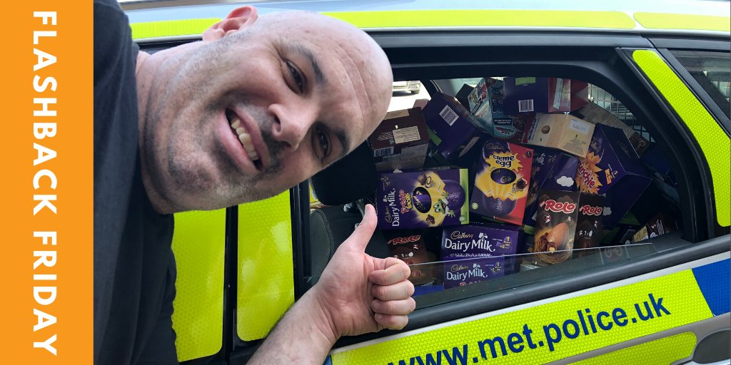 FLASHBACK FRIDAY! The <a href="/metpoliceuk/">Metropolitan Police</a> collecting Easter eggs &amp; taking them to those in need locally. Last year they filled a police car, this year a police van? #ShareTheMiracle #DesignedForKindness #Community #Easter #Kindness #CommunityCohesion bit.ly/39aGF7Q
