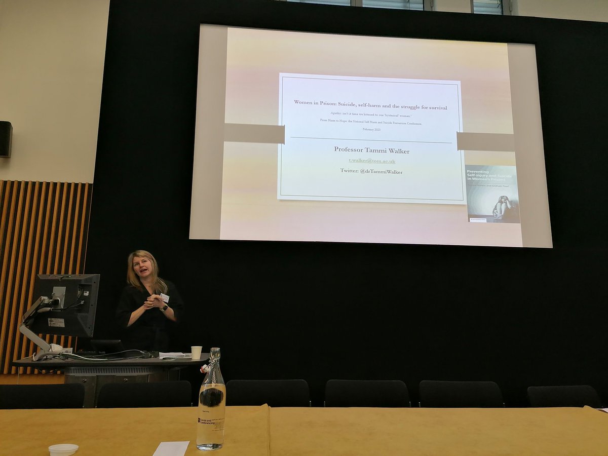 @drTammiWalker on imprisoned women &amp; suicide. Their often short sentences (e.g. 6 weeks) for non-violent offences makes them 20x more likely to die by suicide in prison, and 36x more likely after release. Unreal. Takeaway? We need to know and do more #HarmtoHope <a href="/HarmlessUK/">Harmless</a>