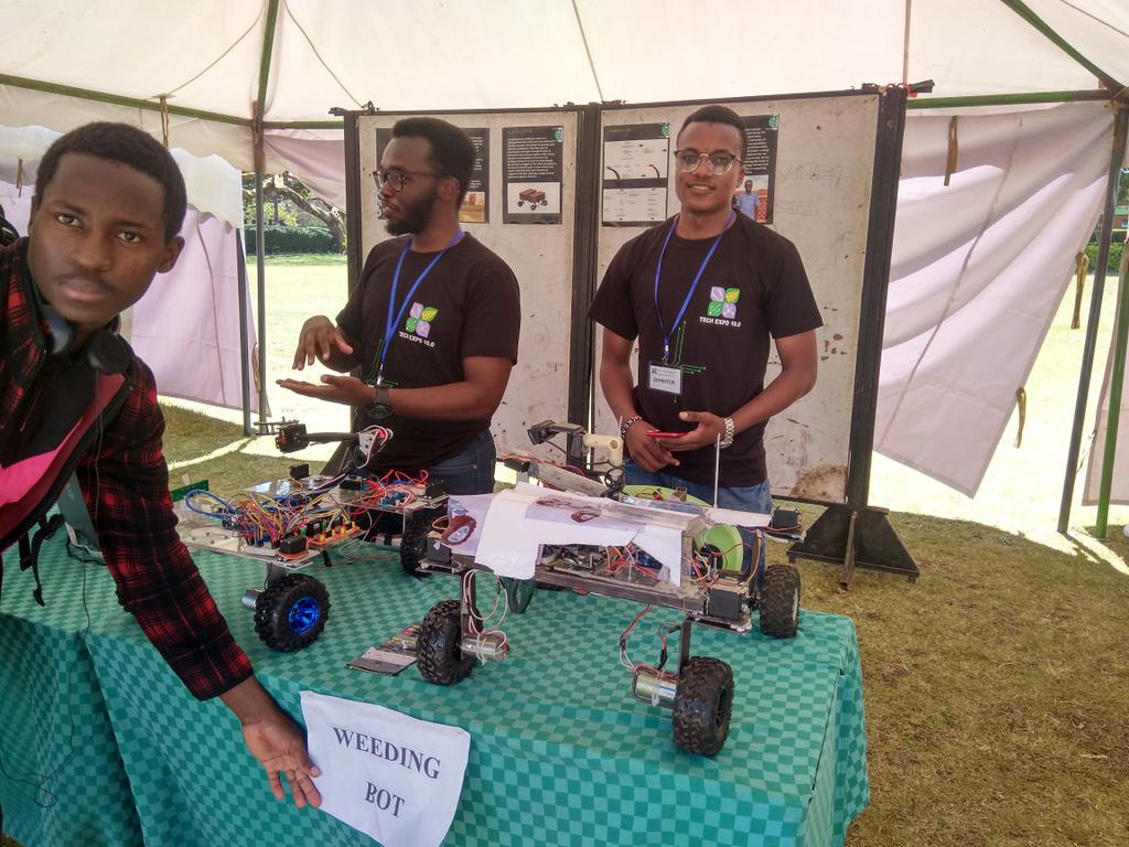 teknishian's tweet photo. #weedbot here at the #JKUATTechExpo10 with some robocop level innovation!!!! Tweet tweet tweet https://t.co/DeWzYZ3AAI
