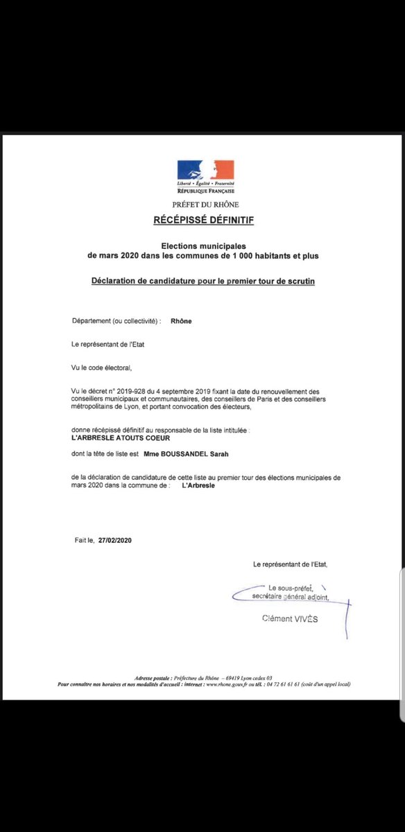 larbresle2020's tweet photo. Nous y sommes 👌notre groupe L’arbresle Atouts Cœur  a reçu sa confirmation DÉFINITIVE ✅d’enregistrement à la préfecture.
Nous comptons sur vous le dimanche 15 mars aux urnes. https://t.co/o24kuUc7i0