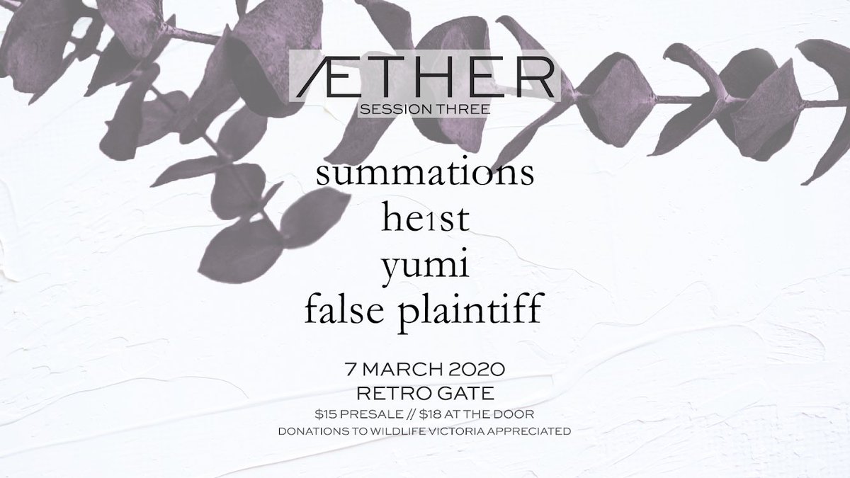 venue updated! presales are also now live (till 2pm 6 march)—slide into our DMs to get yours. 🐨 we're helping Wildlife Victoria with their habitat regeneration projects, so donations, no matter how small, is greatly appreciated. donation box available at the door! 🦔