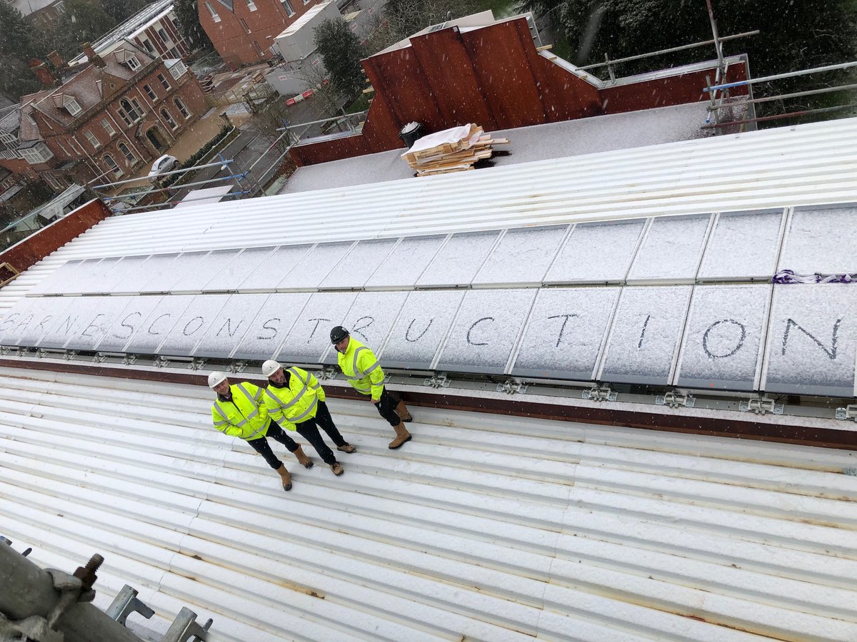 Not enough snow to build a snowman, but we can always make our mark in other ways!  Our Site Team checking out the roof <a href="/Selwyn1882/">Selwyn College</a>