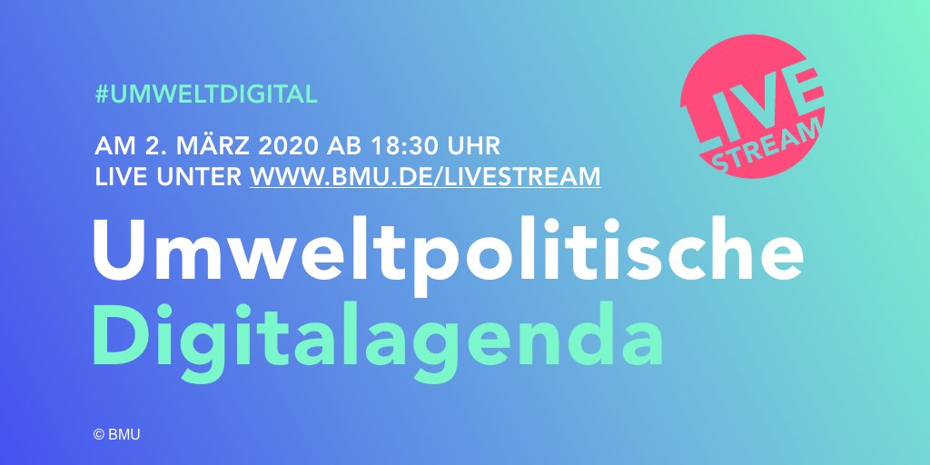 _BMUKN's tweet image. 🔴 Montag ab 18:30 Uhr #live: BMin @SvenjaSchulze68 präsentiert Umweltpolitische Digitalagenda und zeigt,
👉 wie #Digitalisierung hilft, Umwelt &amp;amp; Klima zu schützen,
👉 wie Digitalisierung nachhaltig gestaltet werden kann.
Zum #Livestream: bmu.de/livestream 🤳 #umweltdigital