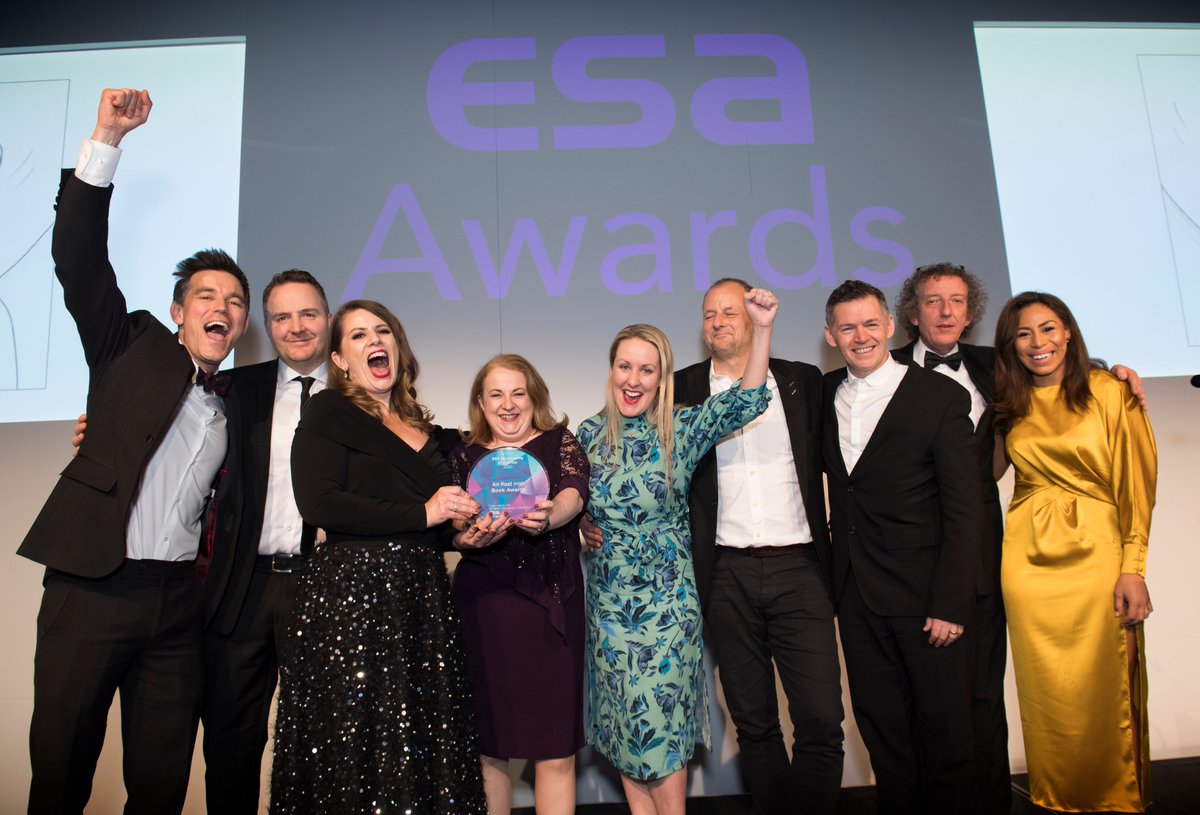 jamiemacken's tweet photo. We are still on cloud 9 after our 4 @EuropSponsAssoc Awards, especially picking up the Grand Prix. Thanks to everyone involved @Postvox @AnPostIBAS @StrongRootsIRL @VMSolutions_ @core_irl #ESAawards https://t.co/fgQefv3Dhw