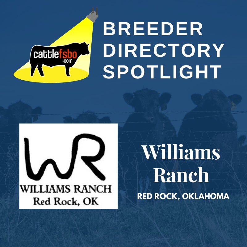 Happy Friday! Today we are highlighting Williams Ranch in Red Rock, OK. Check out their profile and post your own ranch to our breeder directory! #Cattle #CattleForSale #CattleFSBO #FeatureFriday #OklahomaRanch