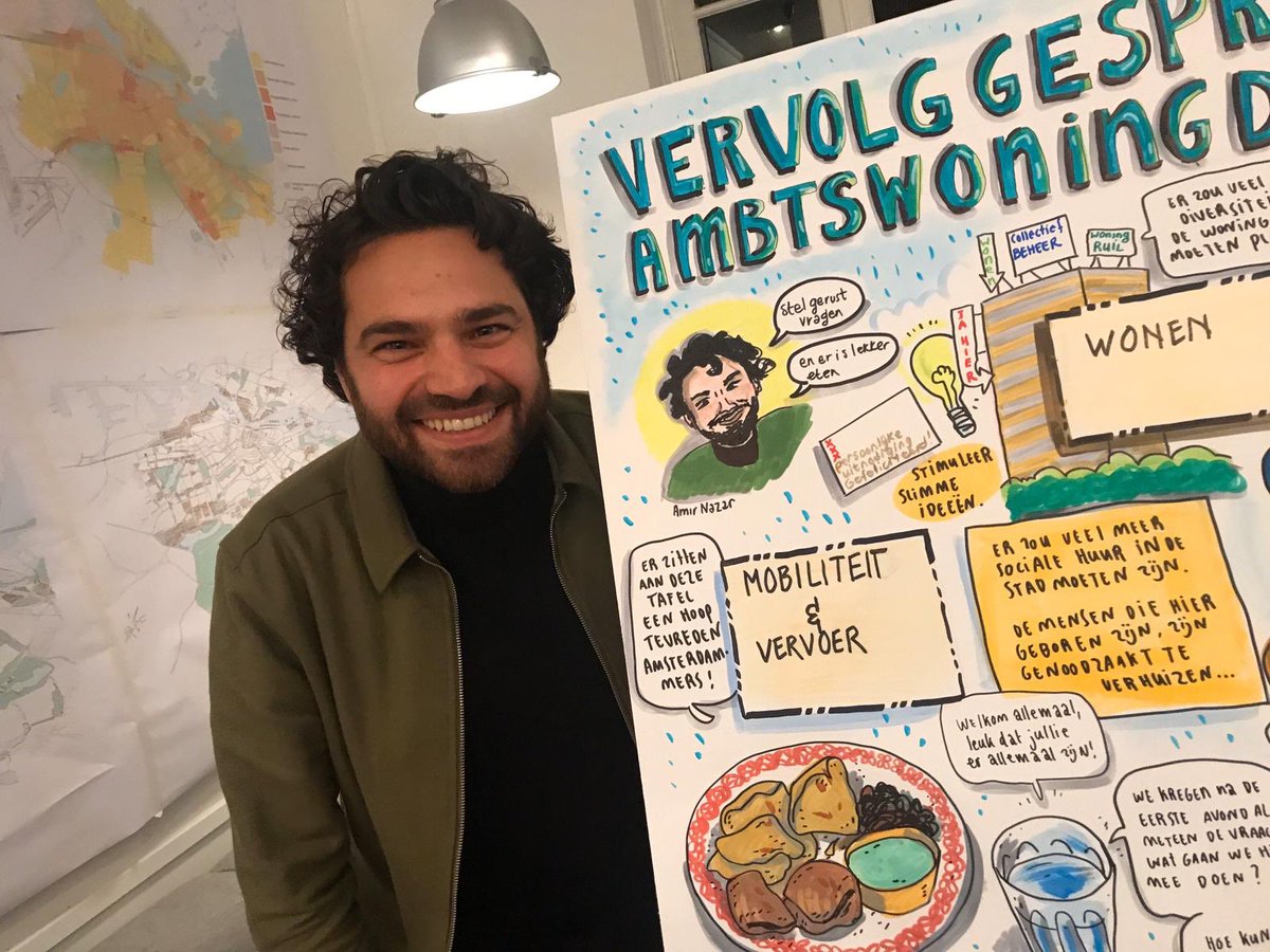 Wat is dit een fijne man om mee te werken (en om te tekenen! 😃): <a href="/AmirNazar/">Amir Nazar</a> werkt met #deepdemocracy voor #Amsterdam