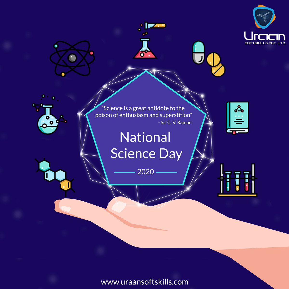 UraanSoftskills's tweet photo. The good thing about science is that itβs true whether or not you believe in it.
Happy National Science Day 2020
#Urran #UraanSoftskills #Team #work #AppDevelopment #WesiteDevelopment #IOS #Android #SEO #scienceday #DigitalMarketing #Science https://t.co/VnkgeQO72H