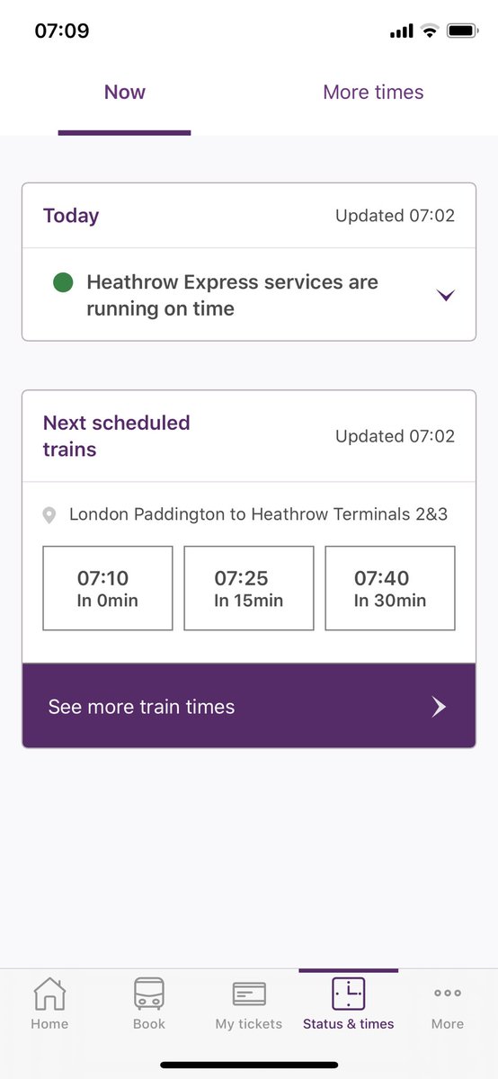 Jeremy_Perlman's tweet photo. @HeathrowExpress Your app says everything is fine. Last time there was a cancellation, your app also said all was fine  I ran from Paddington into an expensive taxi. So helpful to know which is correct. Appreciate your input https://t.co/lJuXsbcmza
