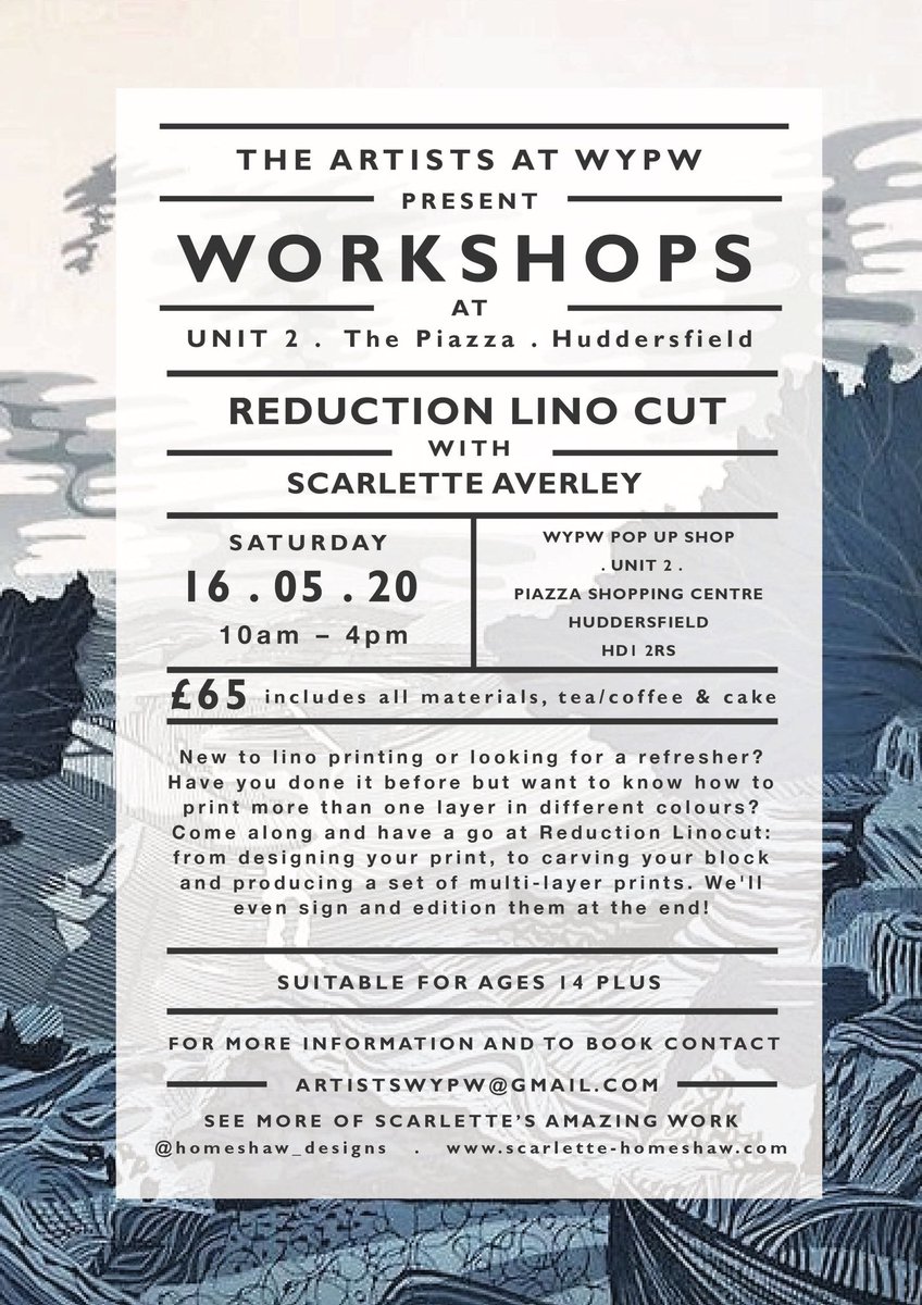 I’m running a Linocut workshop at <a href="/PiazzaHud/">Piazza Centre HD</a> in May! #printmaking #linocut #creative <a href="/cr8tivekirklees/">Creative Kirklees</a> <a href="/artistsWYPW/">artists@wypw</a> <a href="/wyprintworkshop/">West Yorkshire Print Workshop</a> @CLWKirklees <a href="/CreateSpaceS2R/">S2R Create Space</a>