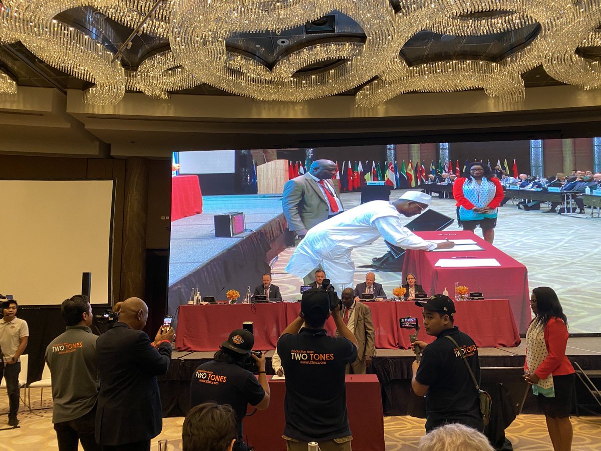 NordsethDMA's tweet photo. Historic moment. Signing the Final Act of the IALA Convention. Thanks Malaysia for generous hosting and very well organisation. Thanks to all delegations for constructive negotiations. Not all easy but together we made it🙏👍 https://t.co/u1f7bTuFUS