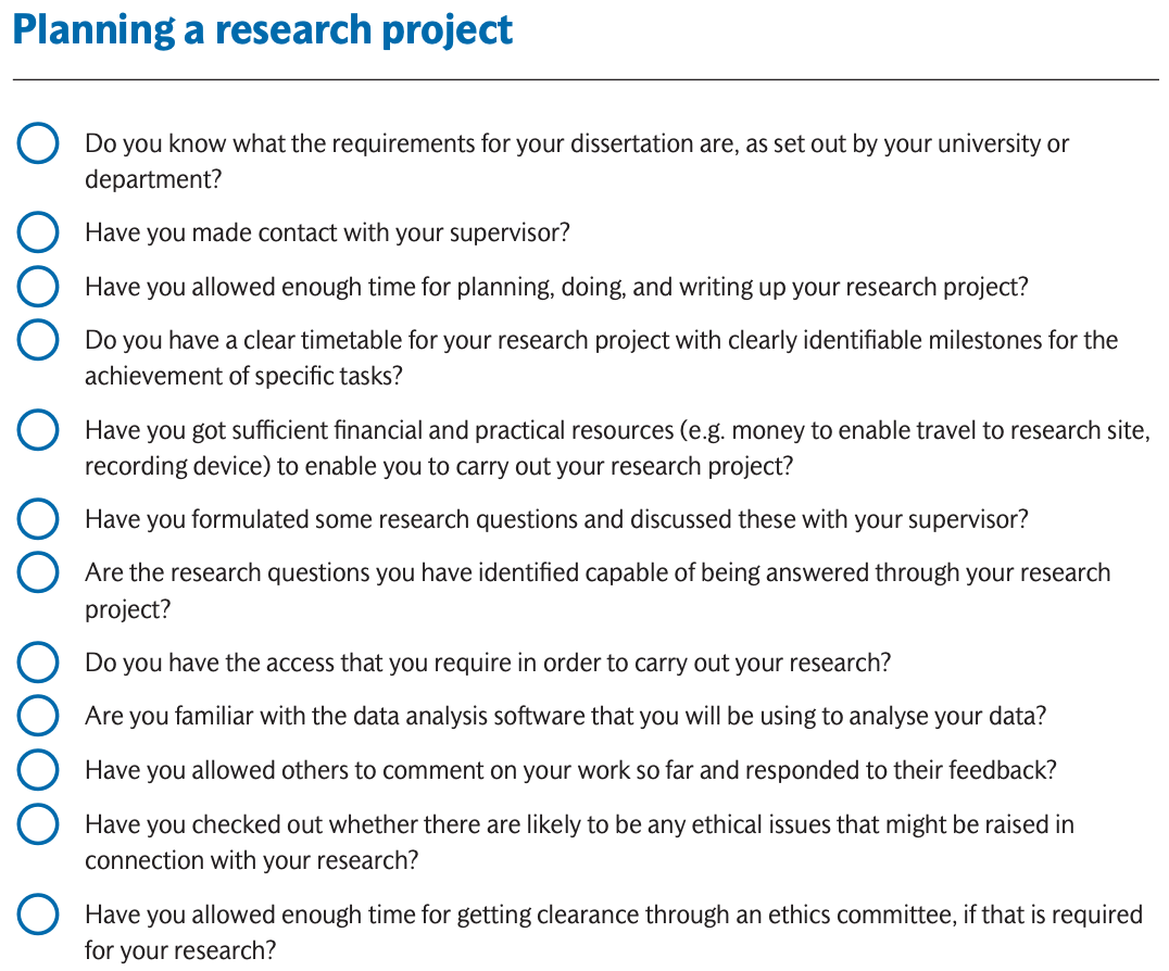 Developing a research question for dissertation