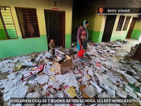 dhruv_rathee's tweet photo. Photos of Shiv Vihar Delhi Govt School 

Rioters destroyed the whole school. You can see how they really hate education and development. https://t.co/txfubyjPkG