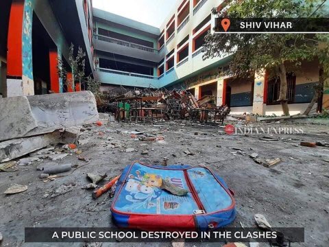 dhruv_rathee's tweet photo. Photos of Shiv Vihar Delhi Govt School 

Rioters destroyed the whole school. You can see how they really hate education and development. https://t.co/txfubyjPkG
