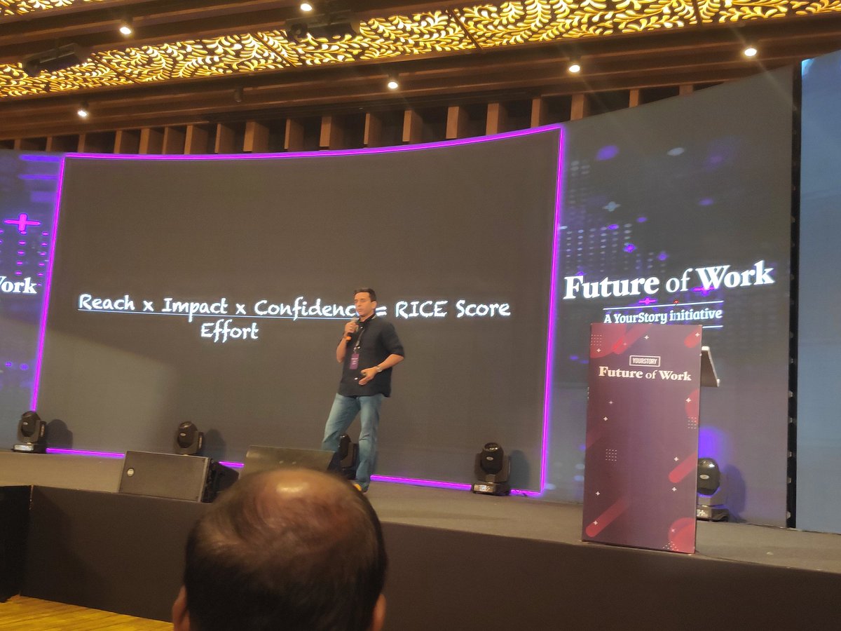 sunilanandts's tweet photo. Reach x Impact x Confidence = RICE Score Effort
Mr. Vibhore Sharma imparting tips on Making Right Choices, At Right Time at the #FOW2020 event
@vibhores #FutureofWork #YourStory @YourStoryCo #MakeRightChoices https://t.co/Bvr7MppW9g