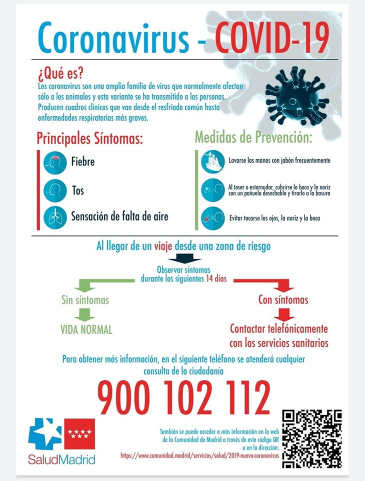 Ante cualquier duda sobre #coronavirus puedes llamar al 900 102 112 Teléfono habilitado por <a href="/SaludMadrid/">Salud Madrid</a> para informar a los ciudadanos y derivar a servicios médicos si fuera necesario.