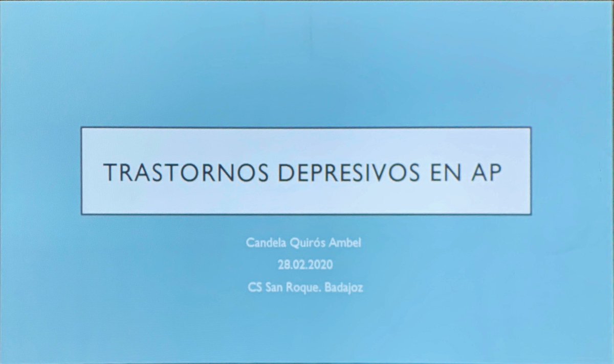 fcbzafra's tweet photo. Sesión clínica de #CSSANROQUE 
Repasando los tratamientos más habituales en #TrastornosDepresivos manejados en #AP
Por #CandelaQuirosAmbel 

https://t.co/fQJrVGlYnq https://t.co/cEMh39IBA7