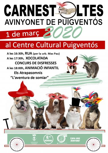 carnavalderoses's tweet photo. Aquest diumenge teniu #Carnaval a #AvinyonetdePuigventós

👉 A les 16.30 h: Rua per la Urbanització Mas Pau
👉 A les 17.30 h: Xocolatada i concurs de disfresses
👉 A les 18 h: Animació infantil amb @elsatrapasomnis

#Carnaval2020 #CarnavalsalAltEmpordà https://t.co/LCv8lbeSFK