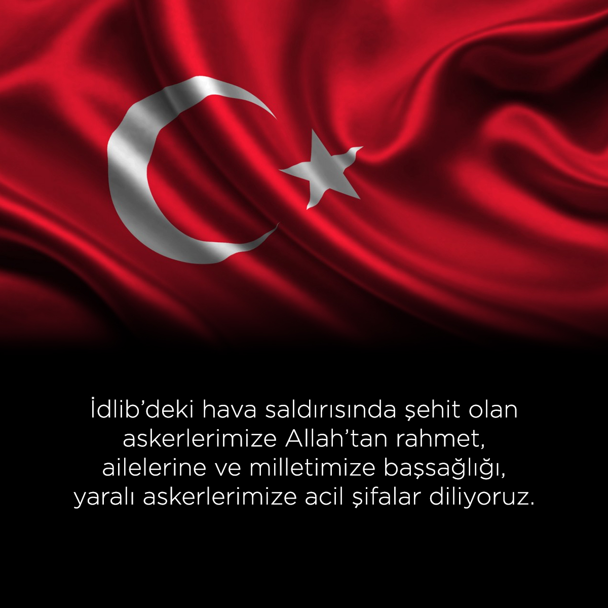 İdlib'deki hava saldırısında şehit olan askerlerimize Allah'tan rahmet, ailelerine ve milletimize başsağlığı, yaralı askerlerimize acil şifalar diliyoruz. #TepeEmlakYatırım