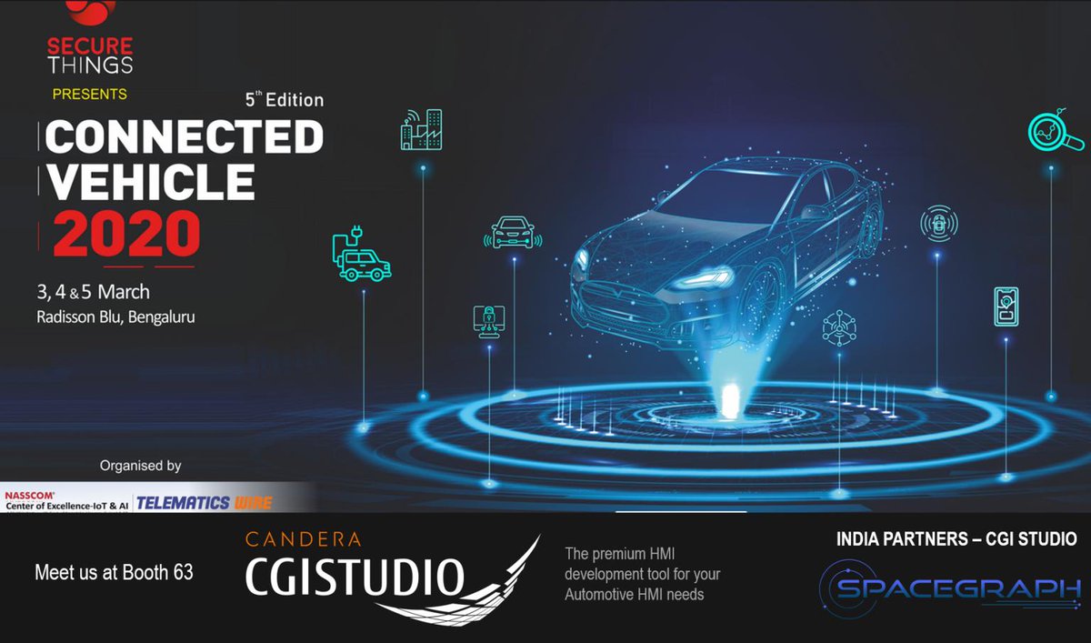 CanderaGmbh's tweet photo. Meet the Candera team next week at Connected Vehicle 2020 in Bengaluru/ India to experience multiple CGI Studio based HMI solutions. More at: https://t.co/lBmk2pAJ3j
#CV2020 #hmi #cgistudio #infotainment #digitalclusters #Candera https://t.co/cGDlmN4YzA