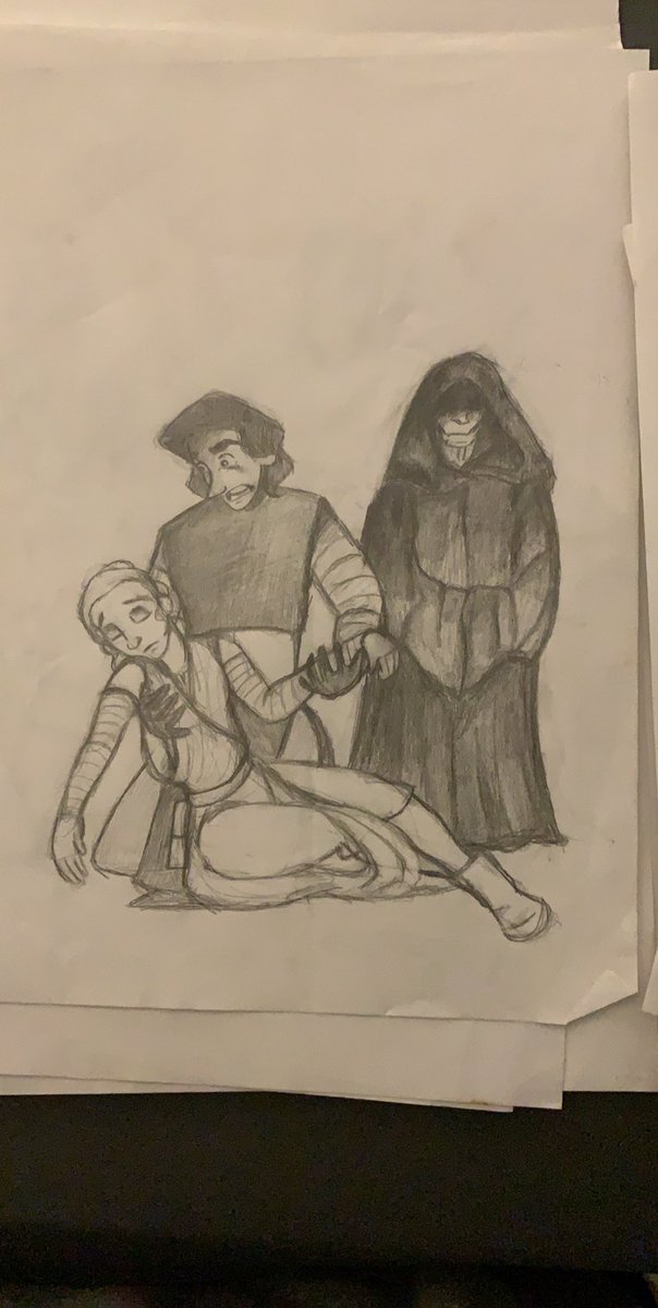 flybynite19's tweet photo. So I drew this POS in 2015. I can’t believe I predicted the ending of the sequel trilogy. Imma cry now #reylo #tros https://t.co/8efeCkKGA7