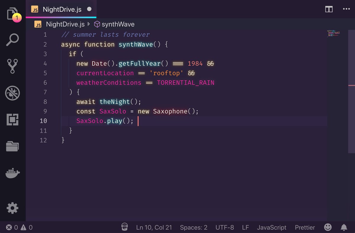 matthias_code's tweet photo. Has anybody figured out yet how to best assign #SynthWave84 to the Xcode-colors? #iosDev #vscode https://t.co/s4p86PVxd6