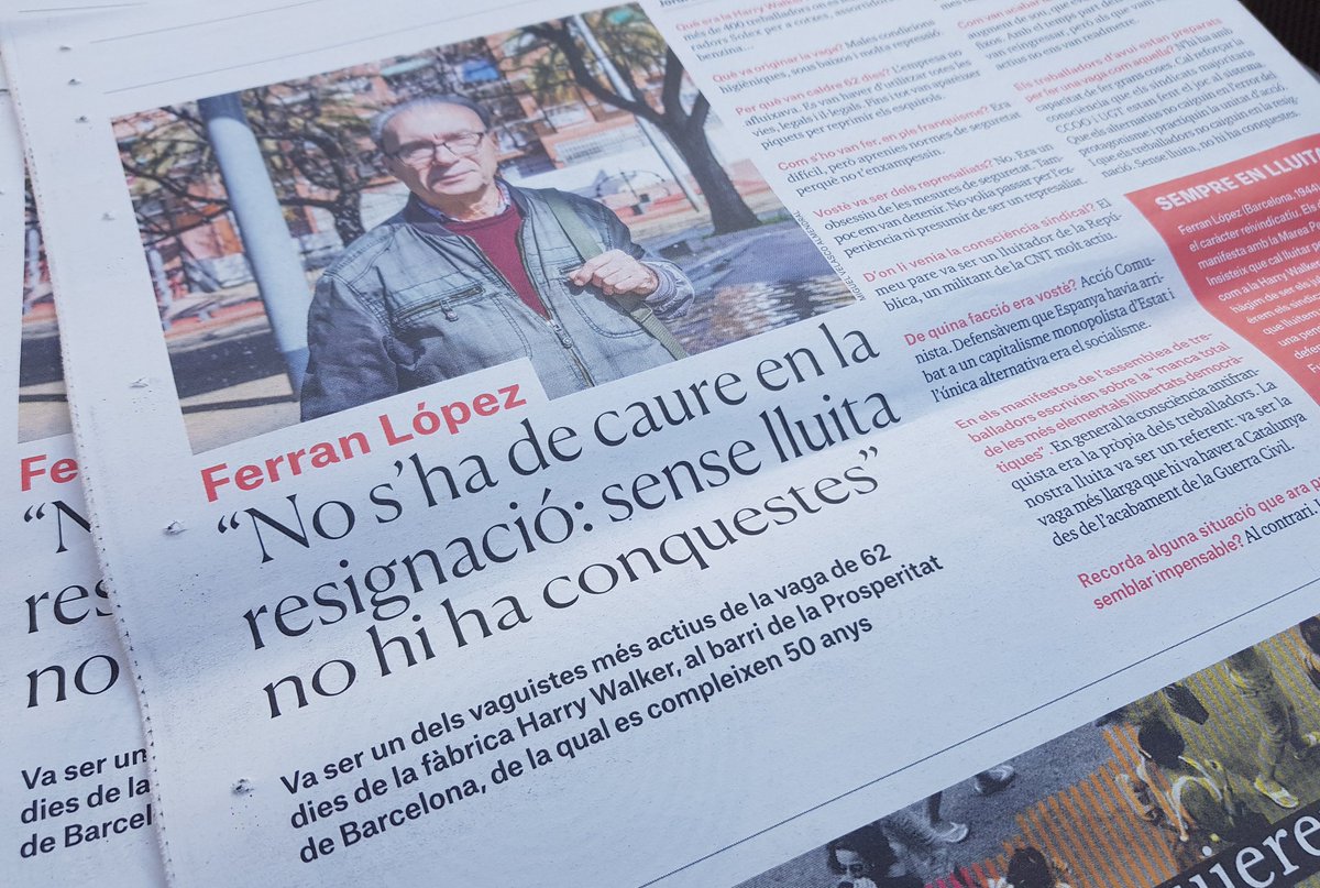 JordiBes's tweet photo. Missatge per a treballadors de Ferran López, un dels vaguistes més actius de la #HarryWalker. La fàbrica estava en el barri de la #Prosperitat de #Barcelona i de la vaga se'n compleixen 50 anys. En podeu aprendre a l'entrevista que he escrit per al Quinze de @publico_es 📰👇 https://t.co/6mJnqaKcbV