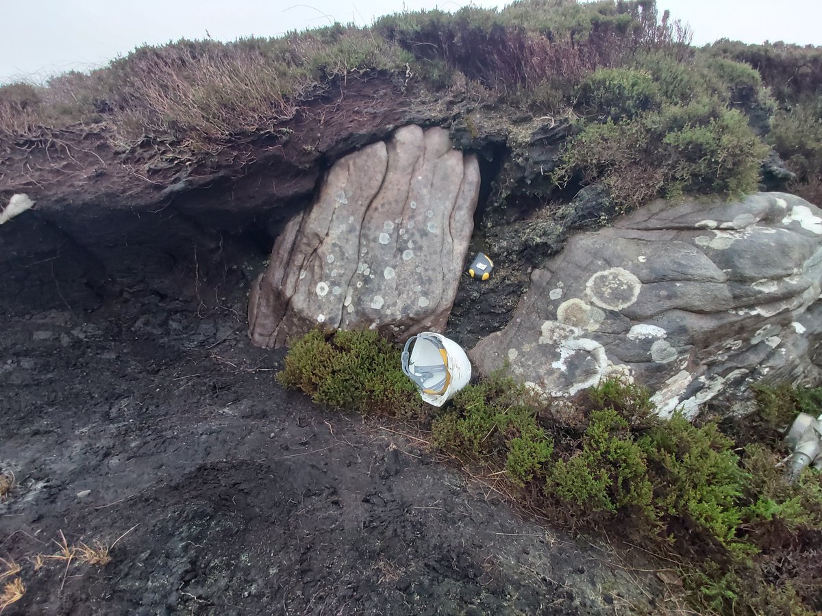 Geoinvestigate's tweet photo. #Geoivestigate #siteinvestigation in the Highlands of #Scotland carrying out a #Peat #Stability #Assessment #PSA for #landslide and #soil #debris #flow risk evaluation. Images of #peat with boulders &amp; peat hagg/overhang showing patch of grey glacial sandy substrate at base. https://t.co/vrLRhEq9zp