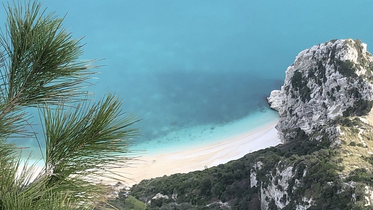 The turquoise sea seen looking down during a hike through the Monte Conero National Park here in #Marche. Blue flag beaches extend along the Adriatic coast in this unspoilt area. #cleanwater #hiking #lemarche