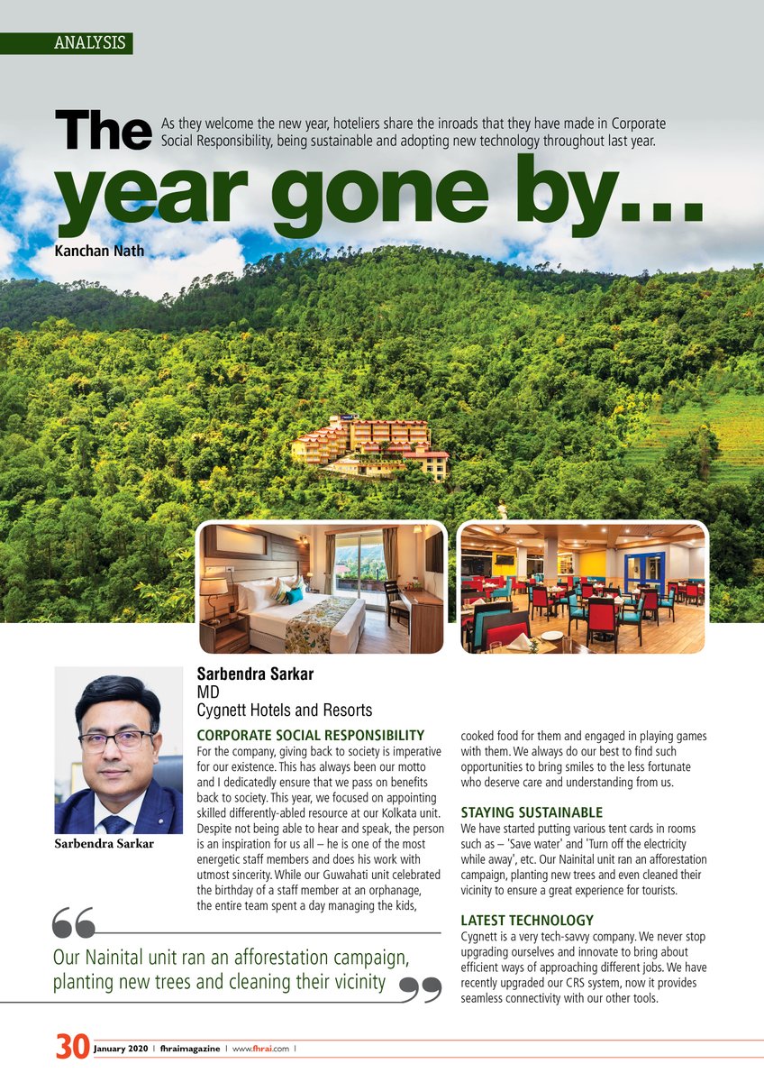 FhraiMagazine's tweet photo. As they welcome the new year, hoteliers share the inroads that they have made in Corporate Social Responsibility, being sustainable and adopting new technology throughout last year.

#FHRAI https://t.co/TsqEsUR023