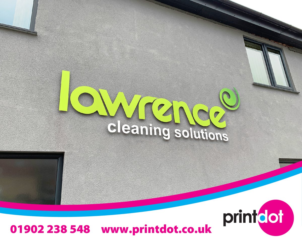 Printdot's tweet image. The sign for Lawrence Cleaning Solutions is complete! 👌 Around 80 holes had to be drilled in order to create the 3D effect.

What do you think? We love it😀

📞 01902 238 548
📧 enquiries@printdot.co.uk
🌐 printdot.co.uk

#vinyl #dibond #sign #signage #print #printing