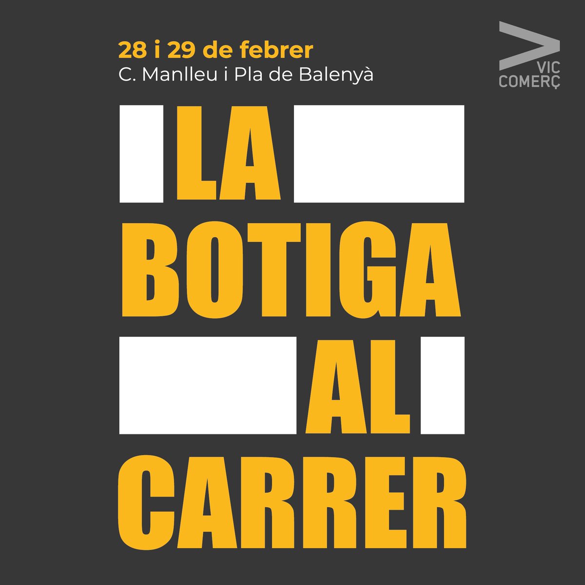 viccomerc's tweet photo. Comença la 27ena edició de la BOTIGA AL CARRER de #vic! Us esperem des d’avui i fins dissabte al vespre als trams peatonals del Carrer Manlleu i Pla de Balenyà! Ofertes i promocions a tot drap 🏃‍♂️🏃‍♀️!! #quequètenim https://t.co/rhviaEKA4W