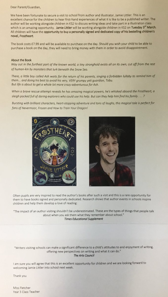Hadrian_Park's tweet photo. Please see letter below that was sent to all parents of KS2 children regarding an amazing opportunity for children next week. 
❄️📖 #HPPSReading https://t.co/73k917ppGi