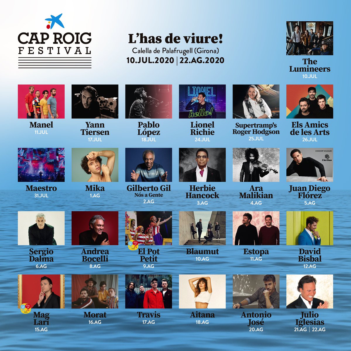 CapRoigFestival's tweet photo. 💥 B O O O M 💥
Us presentem el cartell de la nova edició del Festival de Cap Roig! 🙌🏼 #CapRoigFestival20✨
⠀⠀⠀⠀⠀⠀⠀⠀⠀
🎟 Entrades a la venda dilluns, 2 de març a partir de les 10 h al web oficial del festival: https://t.co/Na2CcAdTVA https://t.co/VmvBrz8PVG